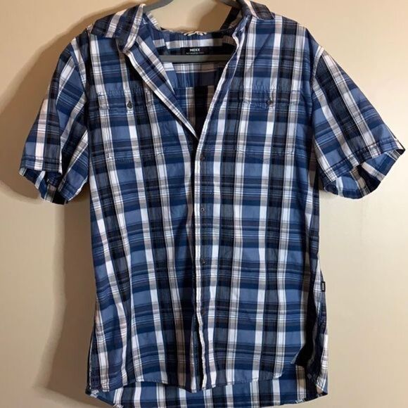 Mexx Blue, Black & White Plaid T-Shirt - Picture 1 of 5